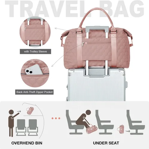 Miniatura 4 de Bolsas de viaje para mujer, bolso de mano para fin de semana para mujer, A-3-pink Con Neceser