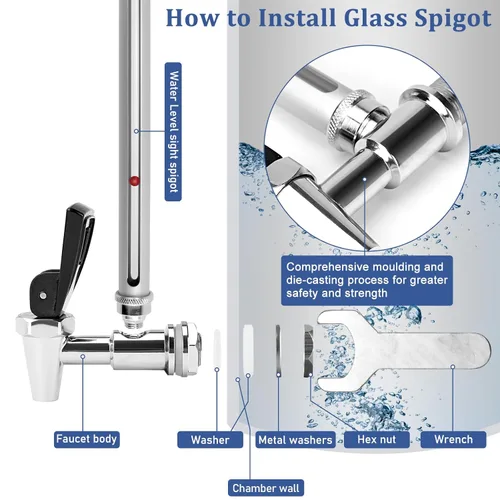 Miniatura 4 de Espiga de vidrio de visión de 10 pulgadas de acero inoxidable compatible con el sistema de filtración de agua por gravedad Be-rkey Espiga de vidrio