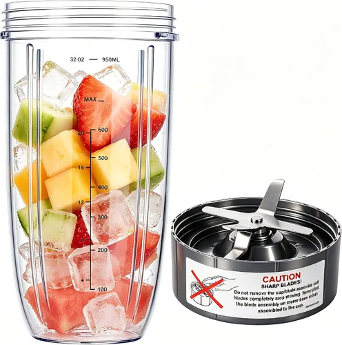 Miniatura 11 de Taza de licuadora y cuchilla mejorada para Nutribullet de 600 W/900 W, piezas de repuesto de vaso de 24 onzas y cuchilla extractora, accesorios