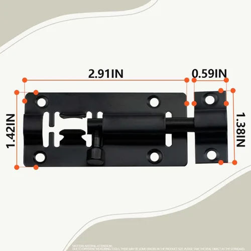 Miniatura 2 de SANATO Pestillo de perno de barril deslizante de 3 pulgadas, cerradura deslizante de acero inoxidable para seguridad de puerta, negro (4 piezas)