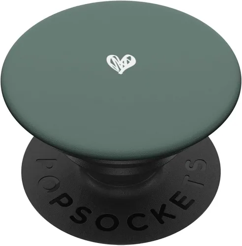 Lindo PopSockets adhesivo PopGrip minimalista con diseño de corazón verde salvia