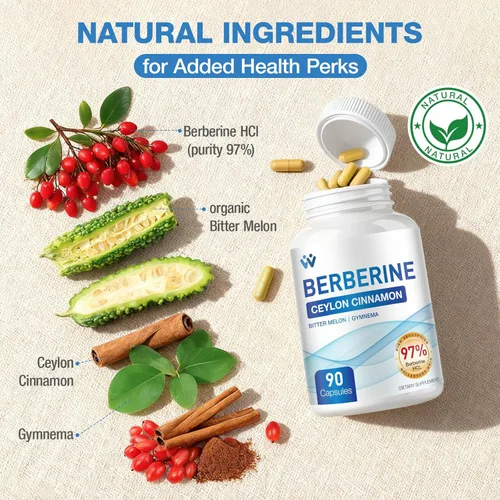 Miniatura 3 de Suplemento de berberina de 1500 mg – Berberina HCl 97% de pureza con suplementos de complejo de canela de Ceilán, sin OMG, vegano – 90 cápsulas