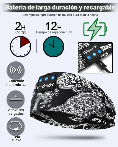 Miniatura 4 de LC-dolida Auriculares para Dormir Bluetooth Diadema Musical Diadema Banda Inalámbrica Diadema Auriculares con Altavoces Estéreo HD Delgados