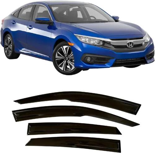2016-2021 Protectores de Lluvia Adhesivos para Honda Civic Sedan, Deflectores de Visera Lateral EX EX-L LX Sport Touring, Sombras de Ventilación