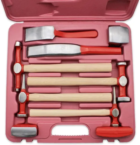 Juego de 9 piezas de herramientas de reparación de carrocería, herramienta de carrocería de acero al carbono, herramienta de martillo de carrocería