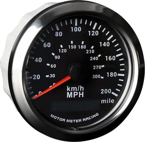 Miniatura 3 de MOTOR METER RACING W Pro 85mm 3-3/8" Velocímetro GPS Digital Odómetro 200 MPH/300 KMH Impermeable Dial Negro LED Blanco para Coche, Camión, Barco