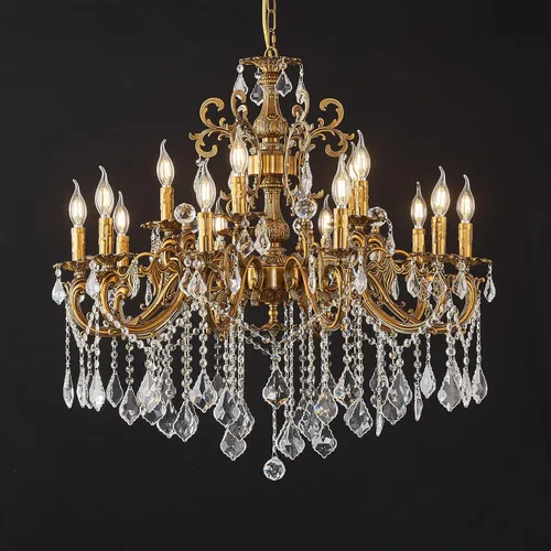 Miniatura 8 de Candelabros clásicos de cristal estilo vela tradicional de 6 luces para comedor, sala de estar, dormitorio, entrada, acabado dorado antiguo