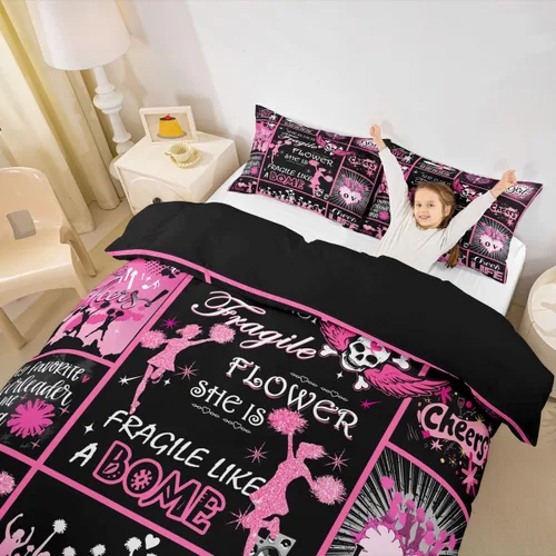 Juego de funda de edredón de animadora individual, juego de ropa de cama para niños, adolescentes y mujeres, funda de edredón de animadora bailarina