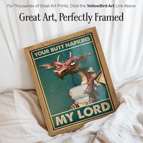 Miniatura 2 de Your Butt Napkins My Lord FRAMED - Decoraciones de dragón - Decoración gótica de baño - Decoración medieval - Divertido arte de pared de baño - Arte