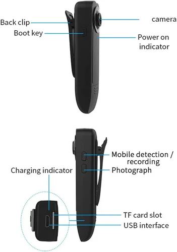 Miniatura 6 de Docooler Mini cámara de cuerpo 1080P con clip de audio grabadora de video gran angular cámara de video incorporada batería
