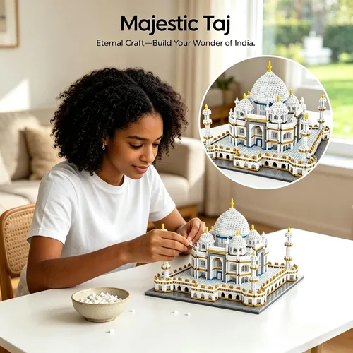 Miniatura 4 de KLMEi Colección de arquitectura: Taj Mahal - Set de construcción, juego de modelo, regalo para niños y adultos, 3950 piezas de mini-microbloques Taj