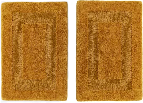 Miniatura 24 de COTTON CRAFT Lujosas alfombras de baño, juego de 2 alfombrillas reversibles y pesadas para suelo de baño, bañera y ducha, tapete de algodón puro