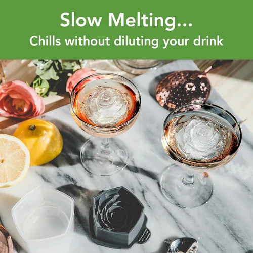 Miniatura 2 de Tovolo Moldes de hielo en forma de rosa, juego de 2 – Gran regalo romántico de moldes de hielo – Molde de hielo único para enfriar bebidas