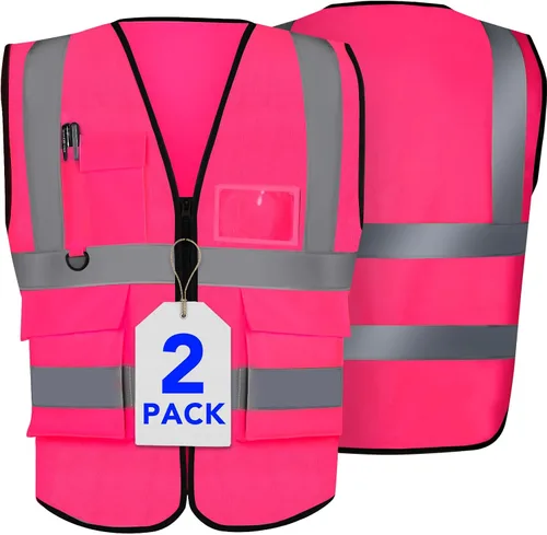Miniatura 8 de XPCARE Chalecos de seguridad reflectantes para mujeres y hombres, chaleco de seguridad de alta visibilidad con bolsillos y cremallera frontal
