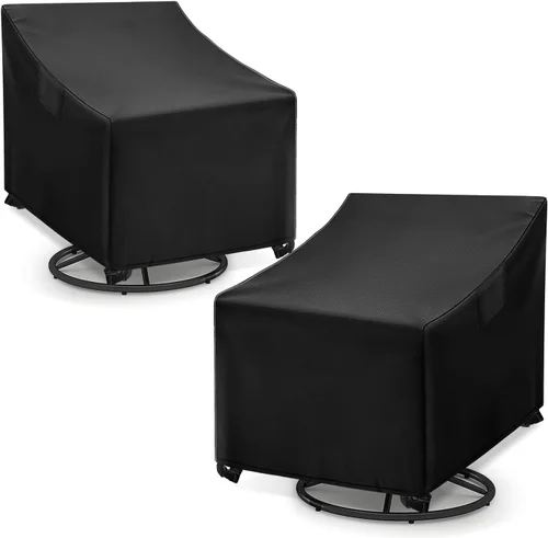 Miniatura 10 de WLEAFJ Fundas Impermeables para Sillas de Exterior, Fundas Negras para Muebles de Patio y Césped, Funda de Asiento Profundo para Sillón de Patio