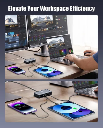 Miniatura 7 de Bloque de cargador USB C de 880 W, estación de carga USB C de 10 puertos GaN IV, estación de carga de múltiples puertos esenciales de viaje