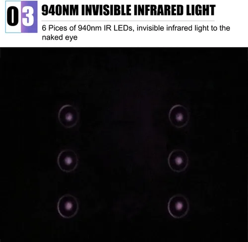 Miniatura 5 de Iluminadores IR de visión nocturna 940nm invisible 6-LED Luz infrarroja IP65 resistente al agua reflector exterior para cámaras de seguridad