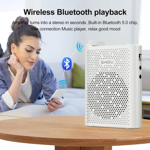 Miniatura 2 de SHIDU Amplificador de voz, amplificador de voz de potencia Bluetooth para profesores, altavoces personales recargables, micrófono, auriculares