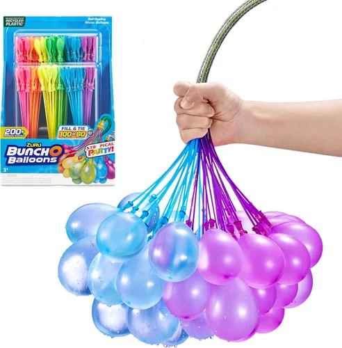 Miniatura 2 de ZURU, Bunch O Balloons, Fiesta tropical - Globos de agua autosellables y de llenado rápido, +200 globos de colores tropicales para diversión al aire