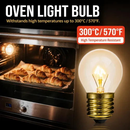 Miniatura 2 de Visther Bombilla G45 para horno de 40 W, bombillas de repuesto para electrodomésticos de alta temperatura de 572.0 °F para horno, refrigerador