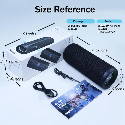 Miniatura 8 de Altavoz portátil inalámbrico, altavoz Bluetooth impermeable IPX7, sonido estéreo fuerte de 25 W, tecnología Bassboom, emparejamiento TWS, micrófono