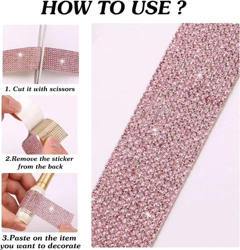 Miniatura 2 de Cinta de cristal autoadhesiva, calcomanías de diamantes de imitación para envoltura de regalos, manualidades, proyectos de decoración, bodas