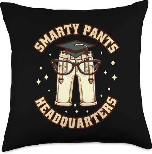 Elevate Your Intelligence in Style Smarty Pant Headquarters Leader School - Almohada de 18 x 18 pulgadas, multicolor