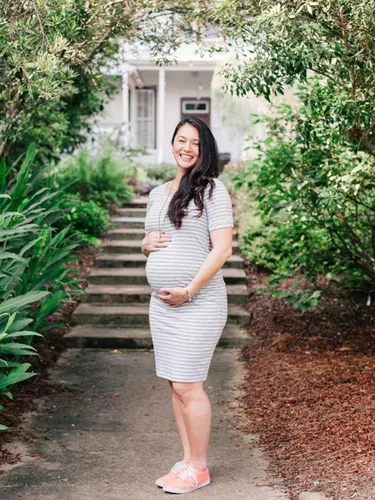 Miniatura 2 de Liu & Qu - Vestido de maternidad para mujer, de manga corta o manga 34, fruncido, para uso diario o baby shower