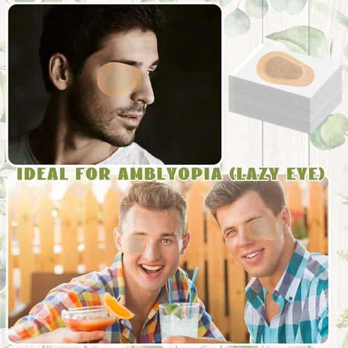 Miniatura 4 de 80 parches adhesivos para los ojos, almohadillas desechables para adultos, vendajes adhesivos sin látex (3.3 x 2.3 pulgadas, color nudo)