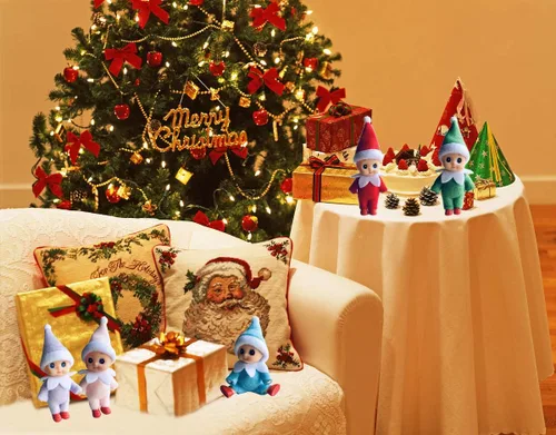 Miniatura 5 de WULEEUPER - Muñeca pequeña de elfo bebé Decoración navideña de elfo en miniatura Regalo para recién nacido Muñecas de bebé que crecen con pies