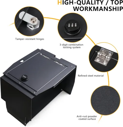 Miniatura 5 de Caja de seguridad con cerradura de combinación de 3 dígitos, organizador de consola central, compatible con 2017 2018 2019 Ford F150, inserto