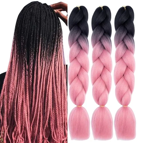 Miniatura 50 de Beige (613) Cabello trenzado 6 paquetes de extensiones de cabello sintético de 24 pulgadas, extensiones de cabello trenzado Jumbo Ombre trenzado