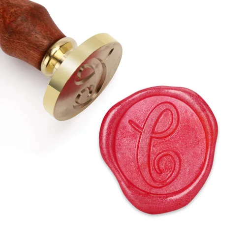 Miniatura 7 de Sello de cera Mceal, sello de latón con mango de madera, sello grande de 30 mm, letra H caligráfica