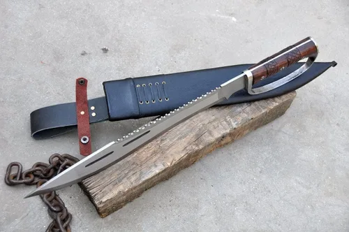 Miniatura 5 de Cuchillo Machete D-Guard de 18 pulgadas - Cuchillo Machete - Machete de Cuchilla Hecho a Mano - Equilibrio Templado Agua - Listo para usar