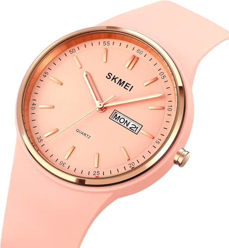 Miniatura 2 de PASOY Reloj de moda simple para mujer, de silicona oro rosa, esfera grande, deportes al aire libre para mujer, reloj analógico de mujer