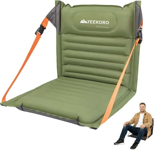 Miniatura 10 de Asientos plegables inflables, sillas portátiles con soporte de espalda, asiento plegable y ligero para campamento/eventos deportivos, asientos