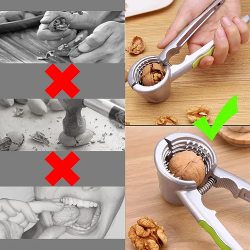 Miniatura 2 de plplaaoo - Alicates de nueces duraderos para nueces, galleta de nueces multifuncional, abridor de galletas de nueces con aguja de nogal y mango