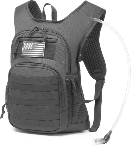 Miniatura 10 de Mochila de Hidratación Wotony con Vejiga de Agua para Senderismo Paquete de Hidratación Táctico para Hombres Mujeres Mochila de Agua Molle para Negro