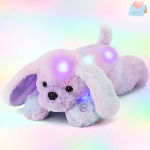 Miniatura 10 de WEWILL Cachorro azul iluminado de 10 pulgadas con luz LED con luz nocturna colorida, juguete de peluche suave, regalo para niños en Navidad