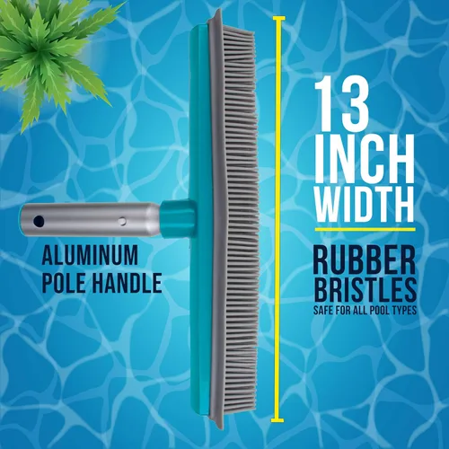 Miniatura 3 de U.S. Pool Supply Cepillo de piscina de 13 pulgadas con cerdas de goma y borde de escobilla – Seguro para revestimientos de vinilo, ideal
