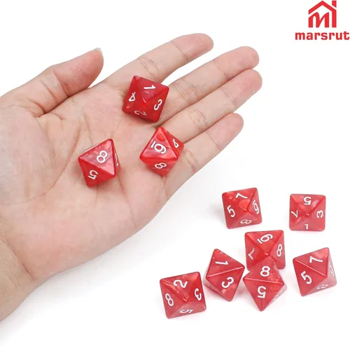 Miniatura 8 de Juego de 10 dados de 8 caras, D8 surtidos poliédricos con números para juegos de mesa DND RPG MTG, actividades en el aula, fiesta, mesa