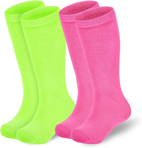 American Trends Calcetines de fútbol para niños, calcetines de tubo alto hasta la rodilla para niños y niñas, calcetines deportivos largos a rayas