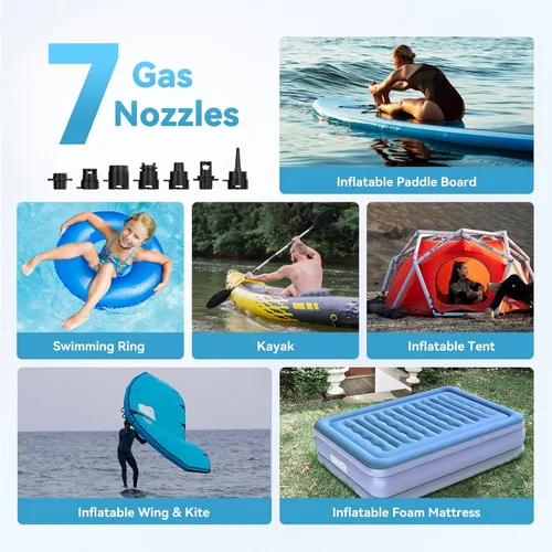 Miniatura 8 de Hydrohero Electric Paddle Board Pump, Rechargeable 20PSI High Pressure SUP Pump, Intelligent Dual Stage Inflation & Deflation, Auto-Off for Stand Up