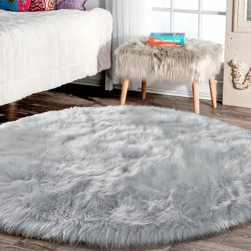 Miniatura 96 de Latepis - Tapete rectangular de piel sintética tipo lana de oveja suave, esponjosa y lavable para sala de estar, dormitorio, sala de juegos o Blanco