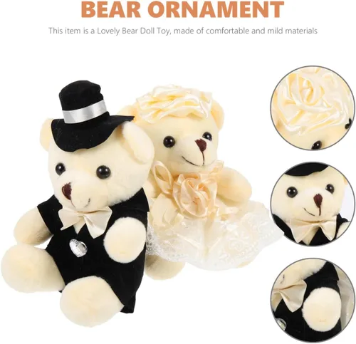 Miniatura 7 de 2 adornos de oso de boda, adorables osos de peluche para novia y novio, perfectos para decoración de bodas, día de San Valentín, oficina en casa