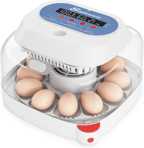 Sailnovo 12 incubadoras de huevos para incubar huevos, incubadora de huevos con giro automático de huevos, control de temperatura, pantalla de