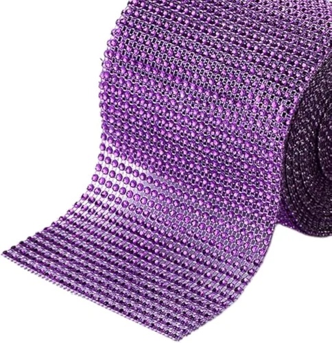 Miniatura 11 de Cinta de malla de diamantes de imitación de calidad suprema, rollo brillante a granel para manualidades, decoración de fiestas, 24 filas, 1 rollo