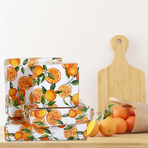 Miniatura 6 de Papel de regalo naranja, papel de regalo de frutas cítricas, papel de regalo plegado a granel, plano mandarina, para cumpleaños, baby shower