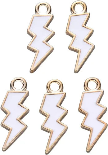 DanLingJewelry 100 dijes de destello blanco esmaltado, dijes de relámpago para hacer joyas 100pcs-Flash Blanco
