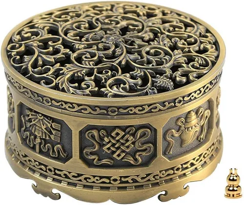 Quemador de incienso tibetano, quemador de incienso de Buda, tamaño pequeño para cono, torre, incienso en polvo, incienso de bobina de 2H/4H,
